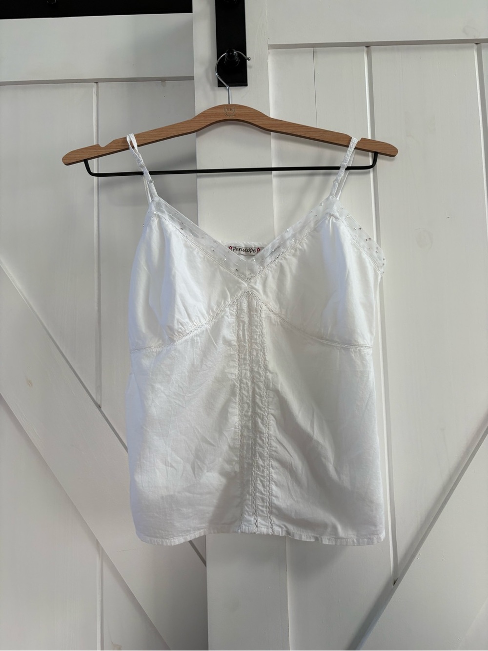 Periscope Y2K Beaded Coquette Lace Spaghetti Strap Cami Top
